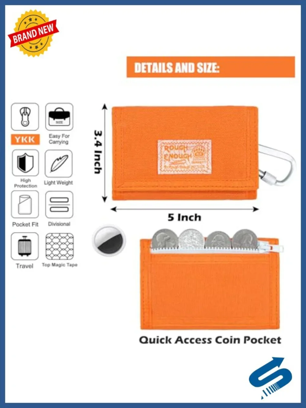 Canvas Trifold Wallet with Neck Lanyard and Keychain